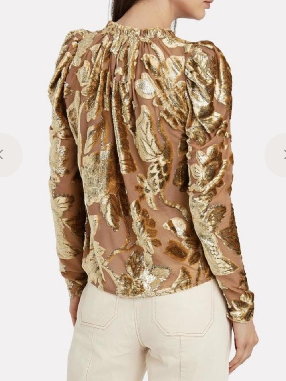 Ulla Johnson Camilla Velvet Devore Rose Gold Metallic Floral Burnout Top Size 4 - Picture 2 of 16